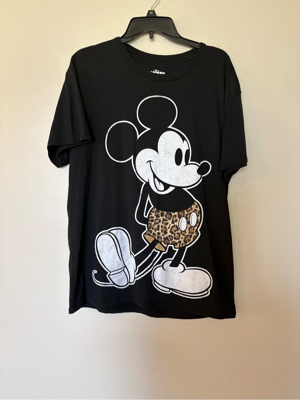 Disney Black T-Shirt with Mickey and Leopard-Print Shorts - Picture 2 of 4